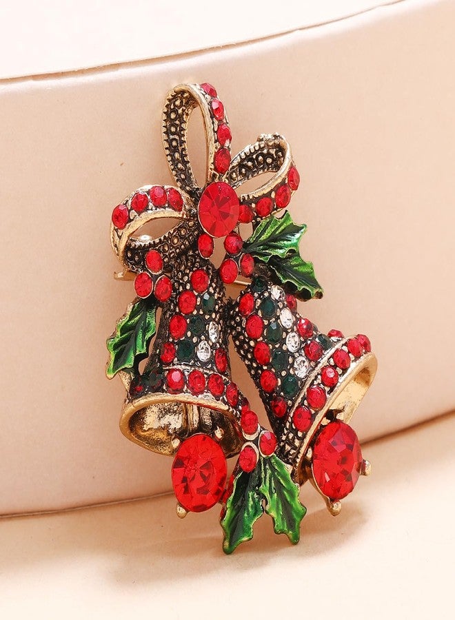 Xeyau Christmas Brooches Pins for Women Fashion Christmas Tree Candy Cane Bell Elk Brooch and Pins Bulk Holiday Brooches for Women Vintage Accessories Jewelry (Colorful-Bell) - Image 5
